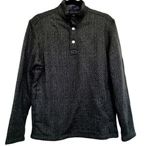 G.H Bass &Co Madawaska Fleece Forest Knight Chevron Green 1/4 Pullover Men Sz S